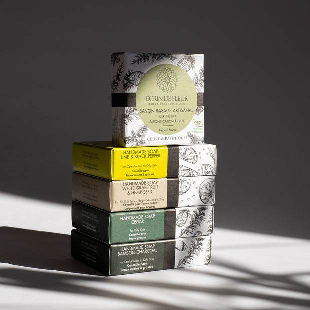Handmade Men's Soap 5-pack (Cedar, Lime & Black Pepper, Charcoal, White Grapefruit, Cedar Shaving)