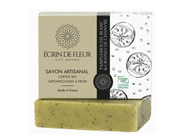 Savon Exfoliant Homme au Pamplemousse Blanc avec Poudre de Graines de Chanvre, 90g